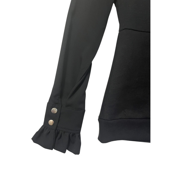 Alina Villasante Black Fitted Military Inspired Long Sheer Sleeves Blouse Medium - Picture 5 of 8